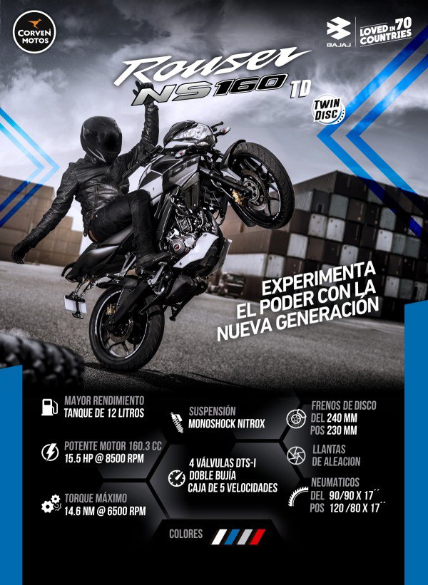 Ficha técnica Rouser NS 160 TD